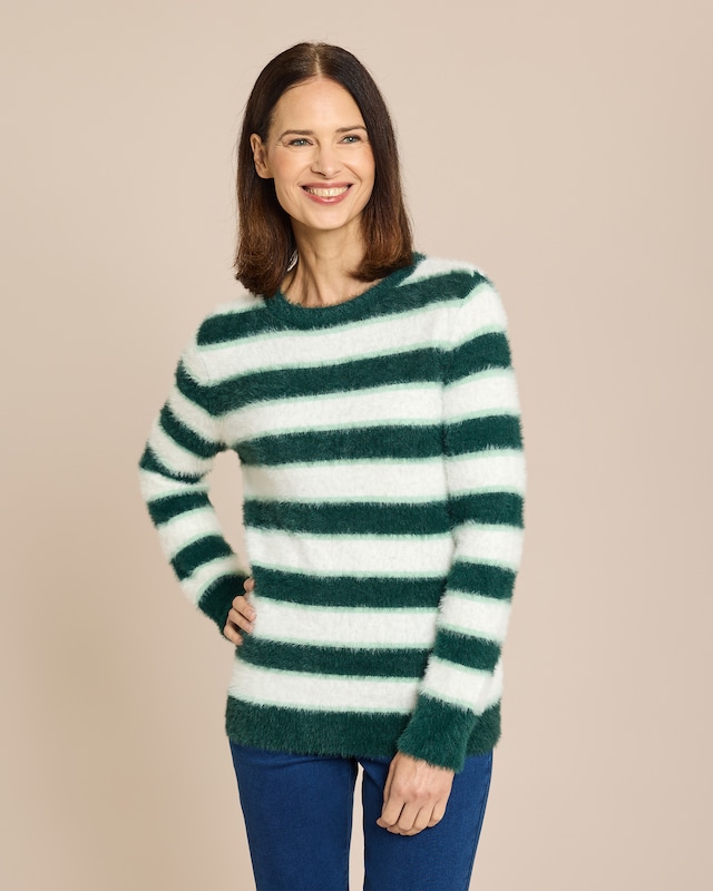 Pullover Flauschgarn Streifen-Optik