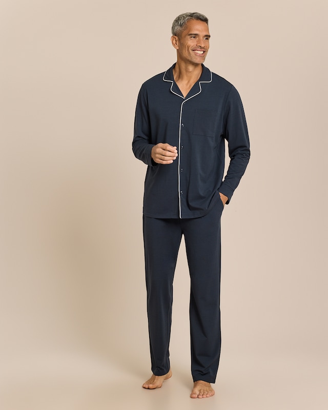 TR Eleganter Herren-Pyjama uni 2tlg.