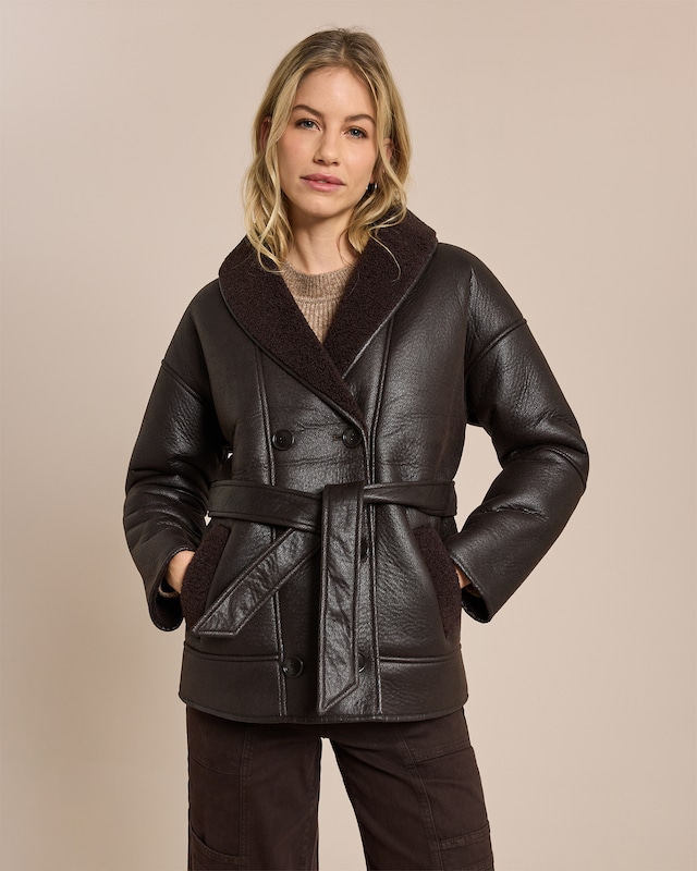 Shearling Jacke mit Gürtel
