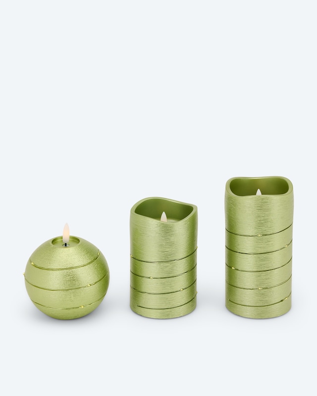 Kerzen-Set mit LED-Draht, 3tlg.