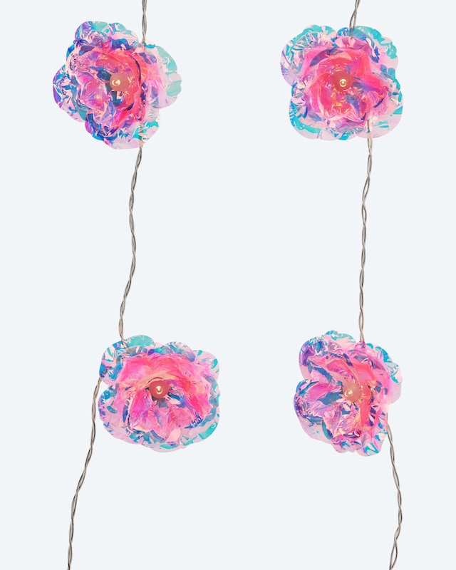 LED-Outdoor-Lichterkette 'Regenbogenrosen'