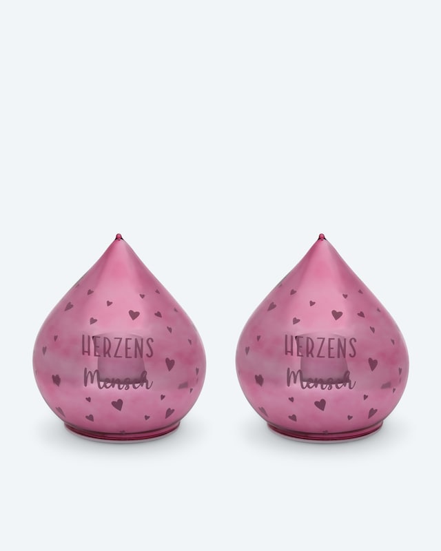 LED-Glastropfen mit Spruch