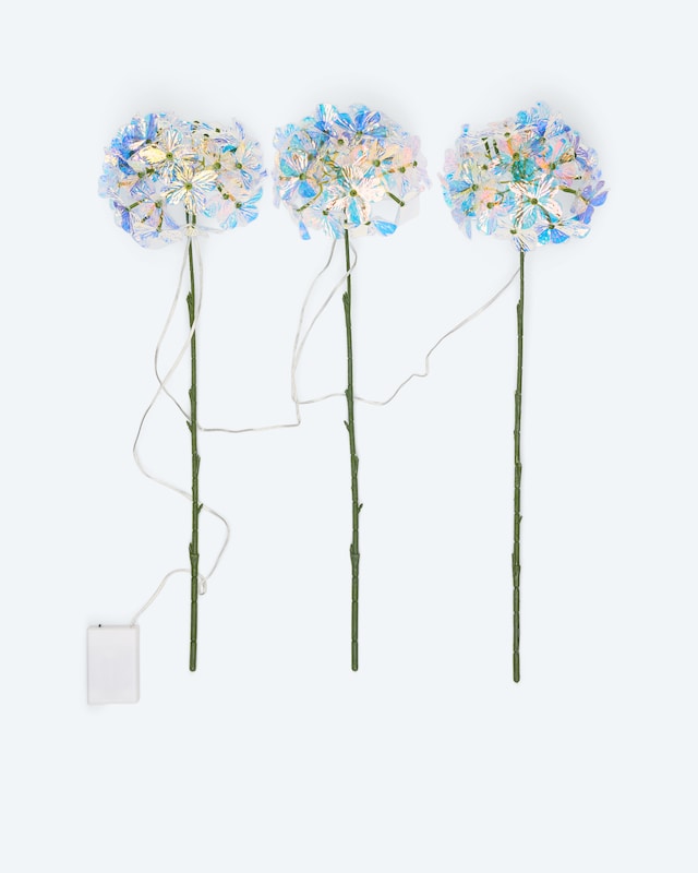 3 LED-Leuchtzweige 'Regenbogenhortensien'