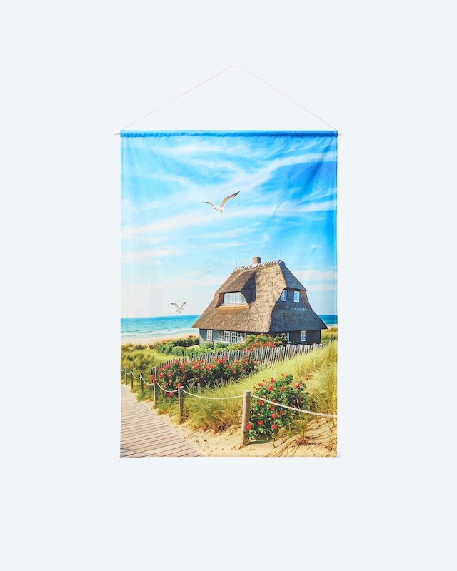 LED-Stoff-Wandbild 'Strandhaus'