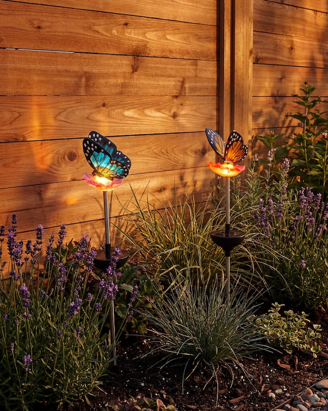 LED-Solar-Gartenstecker 'Schmetterling', 2er-Set