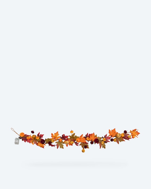 LED-Girlande Herbst mit Samt-Kürbissen