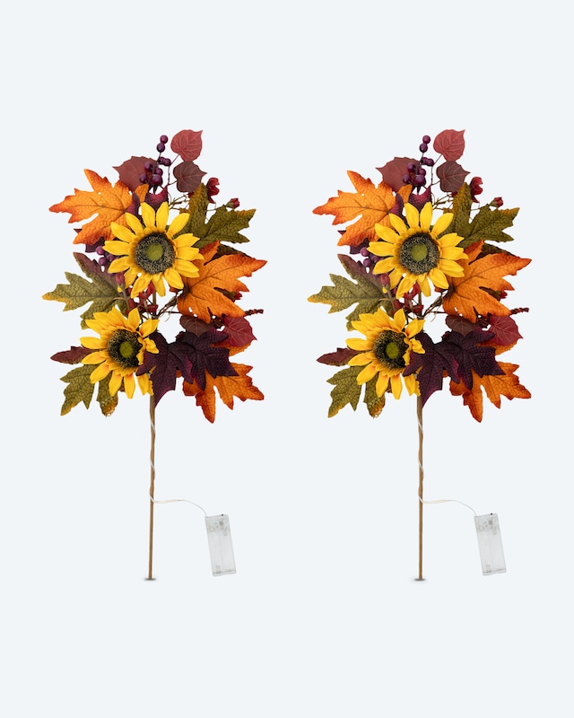 LED-Dekozweige 'Herbstdesign Sonnenblume', 2tlg.