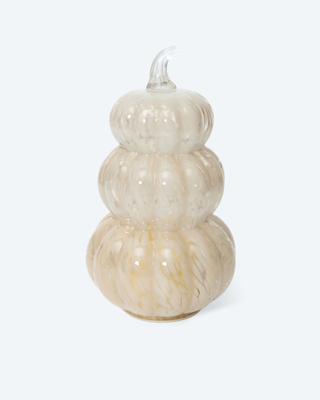 Glaskürbis mit LED-Kerze