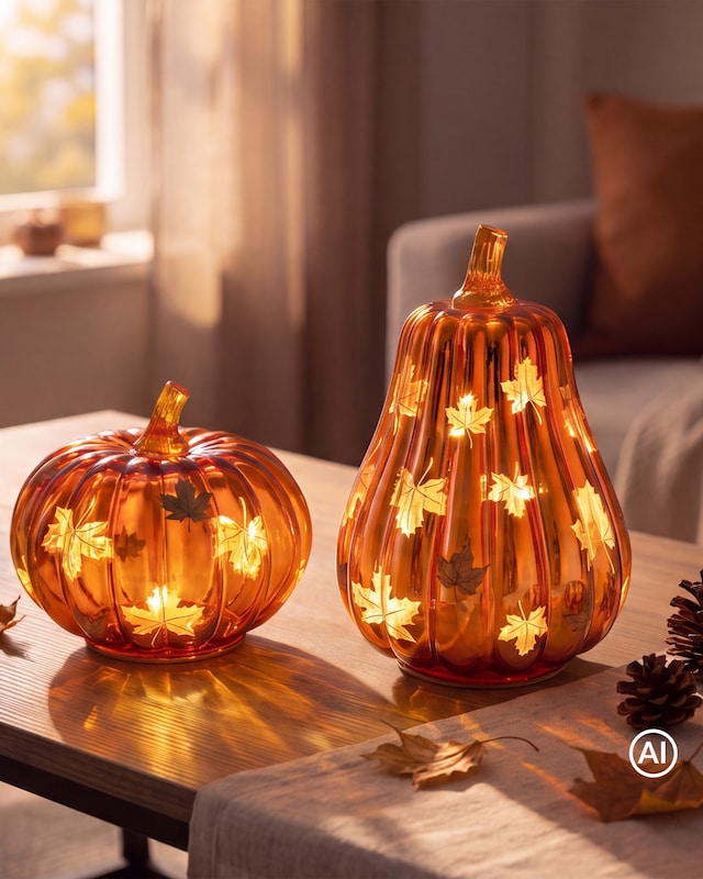 LED Glasfrüchte 'Herbst Design', 2tlg.