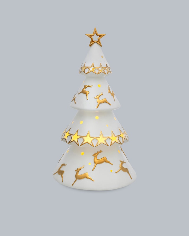 LED Porzellan-Weihnachtsbaum mit Hirschmuster