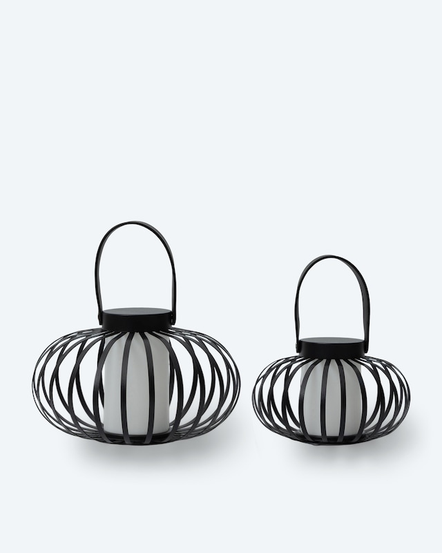 Metalllaternen mit LED-Kerze, 2tlg.