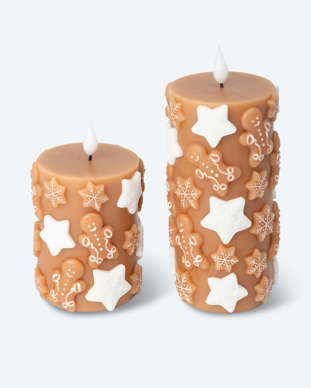 LED-Stumpenkerzen 'Lebkuchen', 2tlg.