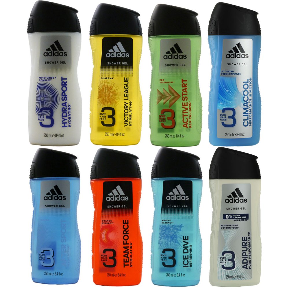 Adidas Duschgel Shower Gel 6 x 250 ml 3 in 1 Hair Body Face - diverse Sorten