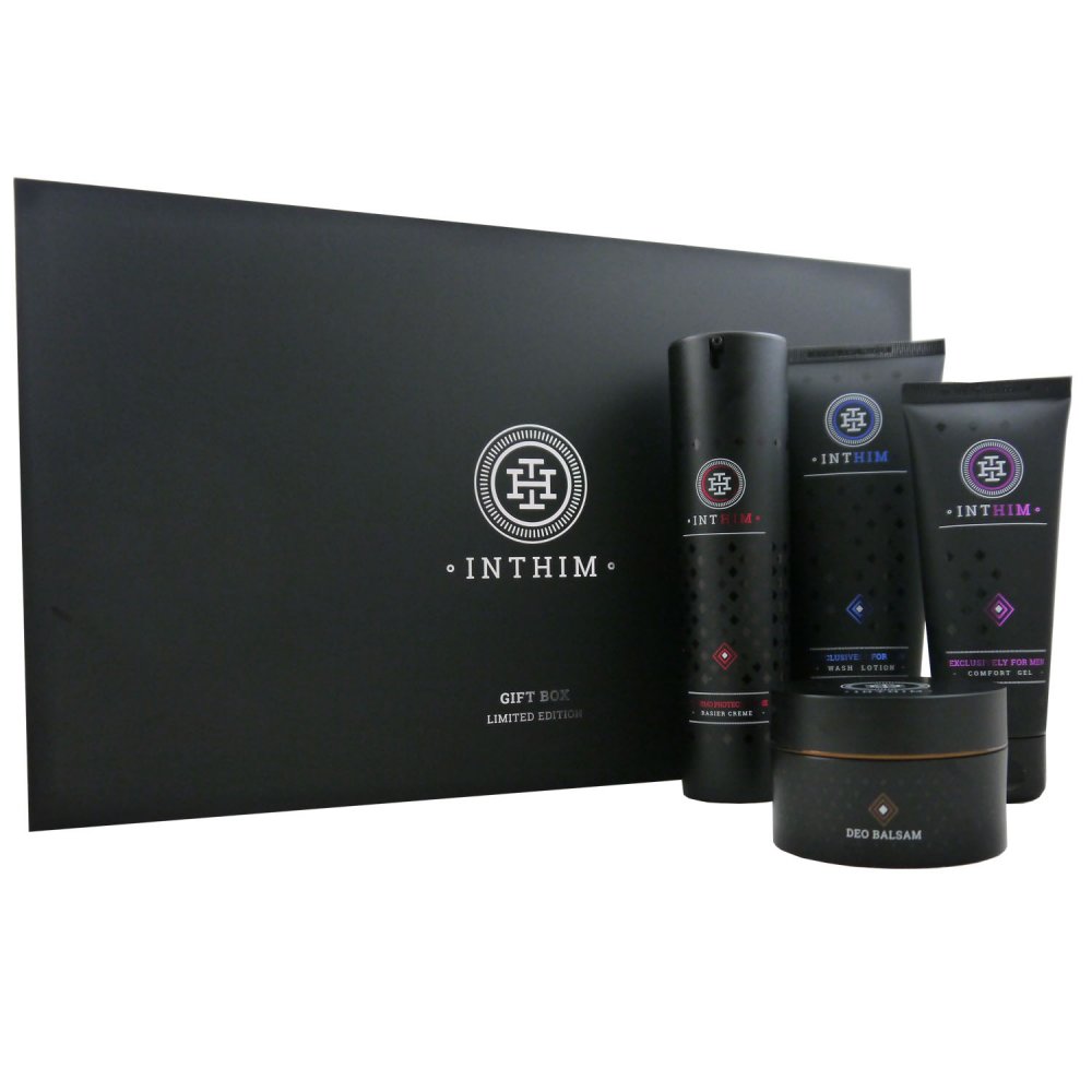 IntHim Gift Box Geschenk Box Wash Lotion, After Shave, Deo Balsam & Rasier Creme