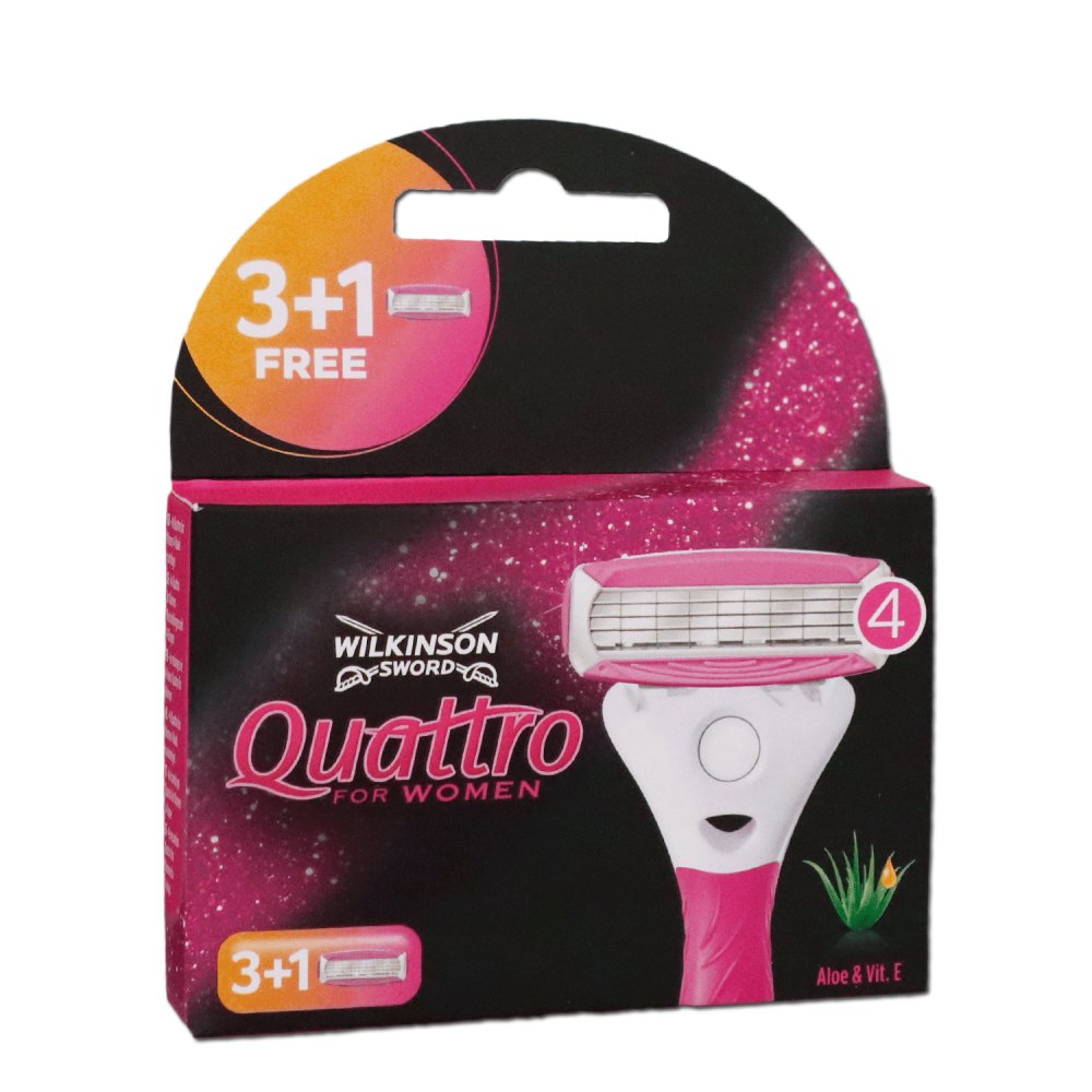 Wilkinson Quattro For Women Rasierklingen 3+1 Ersatzklingen Aloe Vera