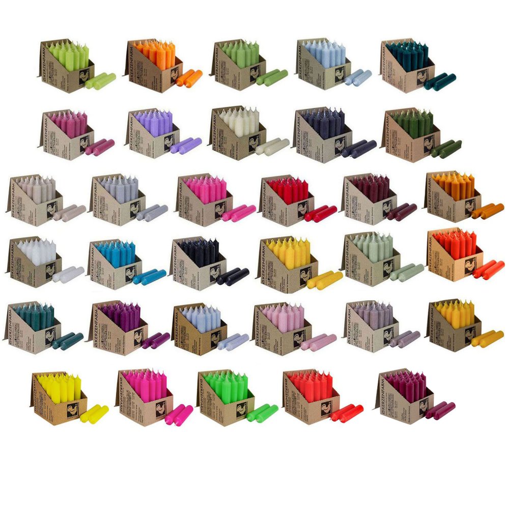 25 Stabkerzen 100 x 22 mm Kerzenfarm Kerzen Candle Set - verschiedene Farben