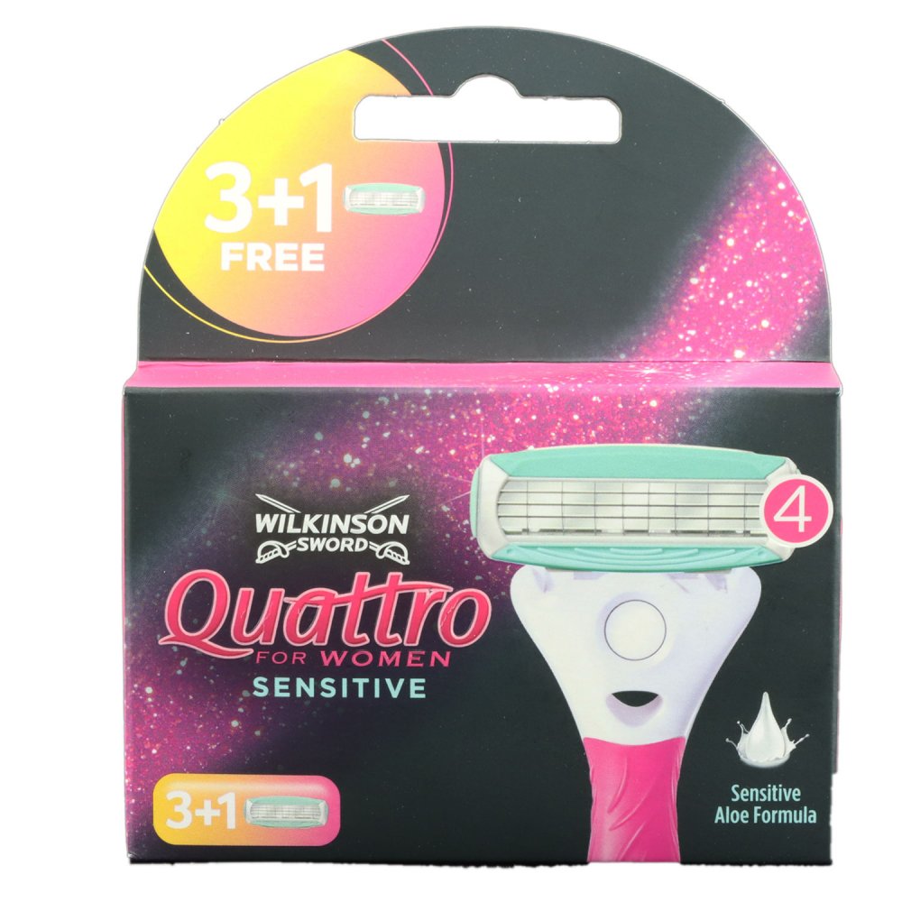 Wilkinson Quattro For Women Sensitiv 3+1 Rasierklingen Ersatzklingen Aloe Vera