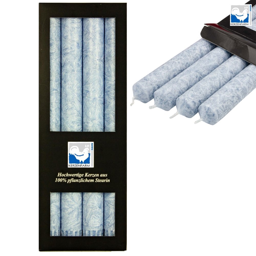 4 Stearin Stabkerzen Taubenblau 250 x 22 mm Kerzenfarm Kerzen Candle Set