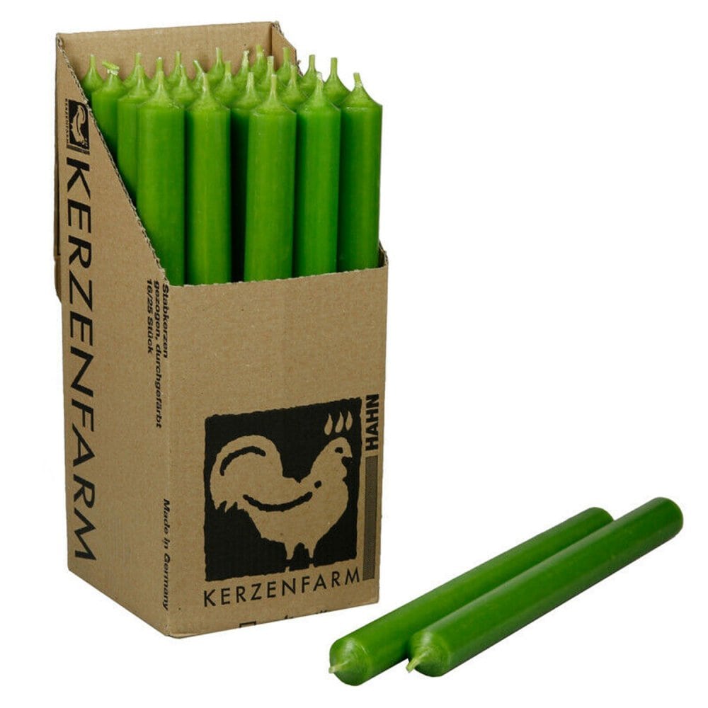 25 Stabkerzen Grün - Green 180 x 22 mm Kerzenfarm Kerzen Candle