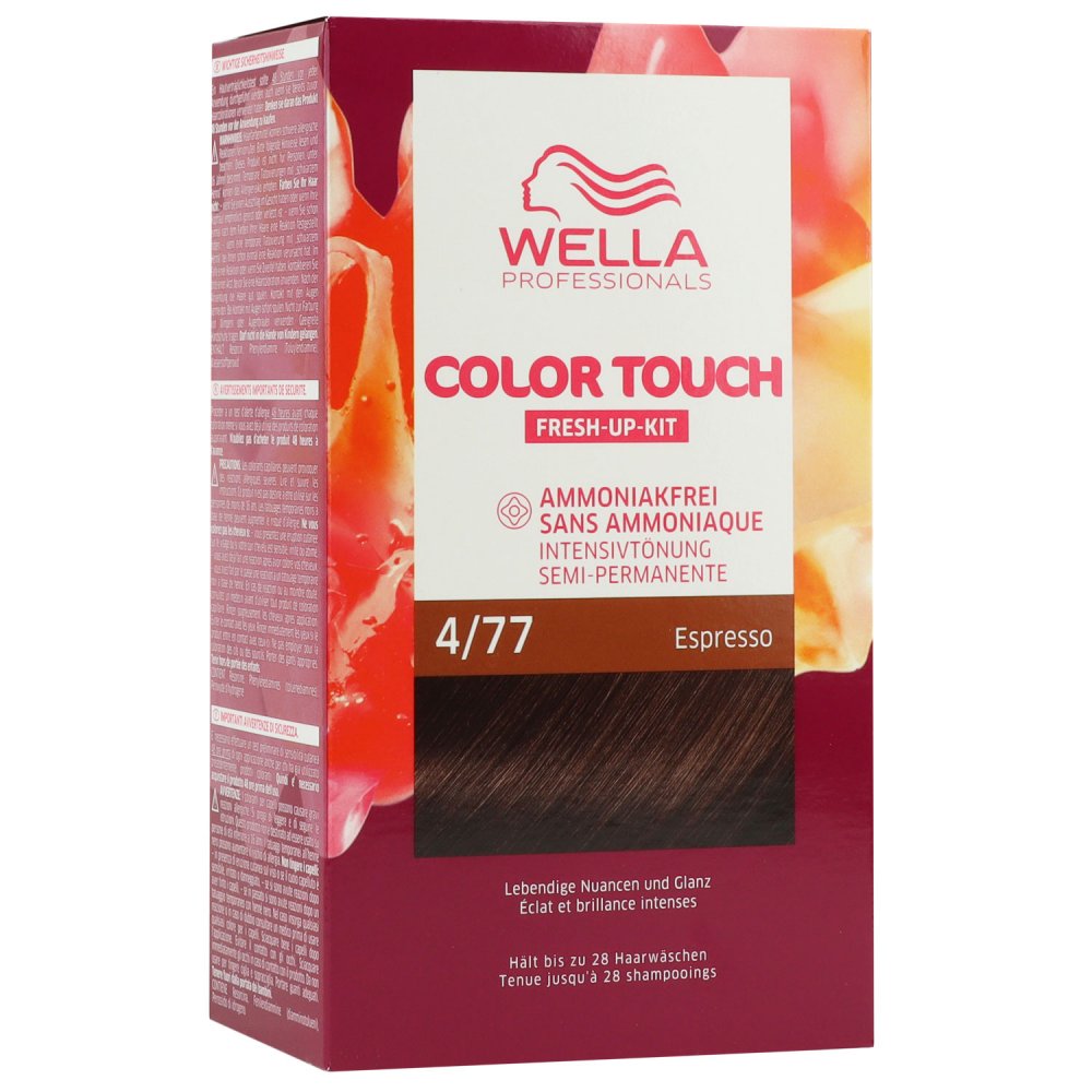 Wella Color Touch Fresh Up Kit 130 ml 4/77 mittelbraun braun intensiv Haarfarbe mit Entwickler Set