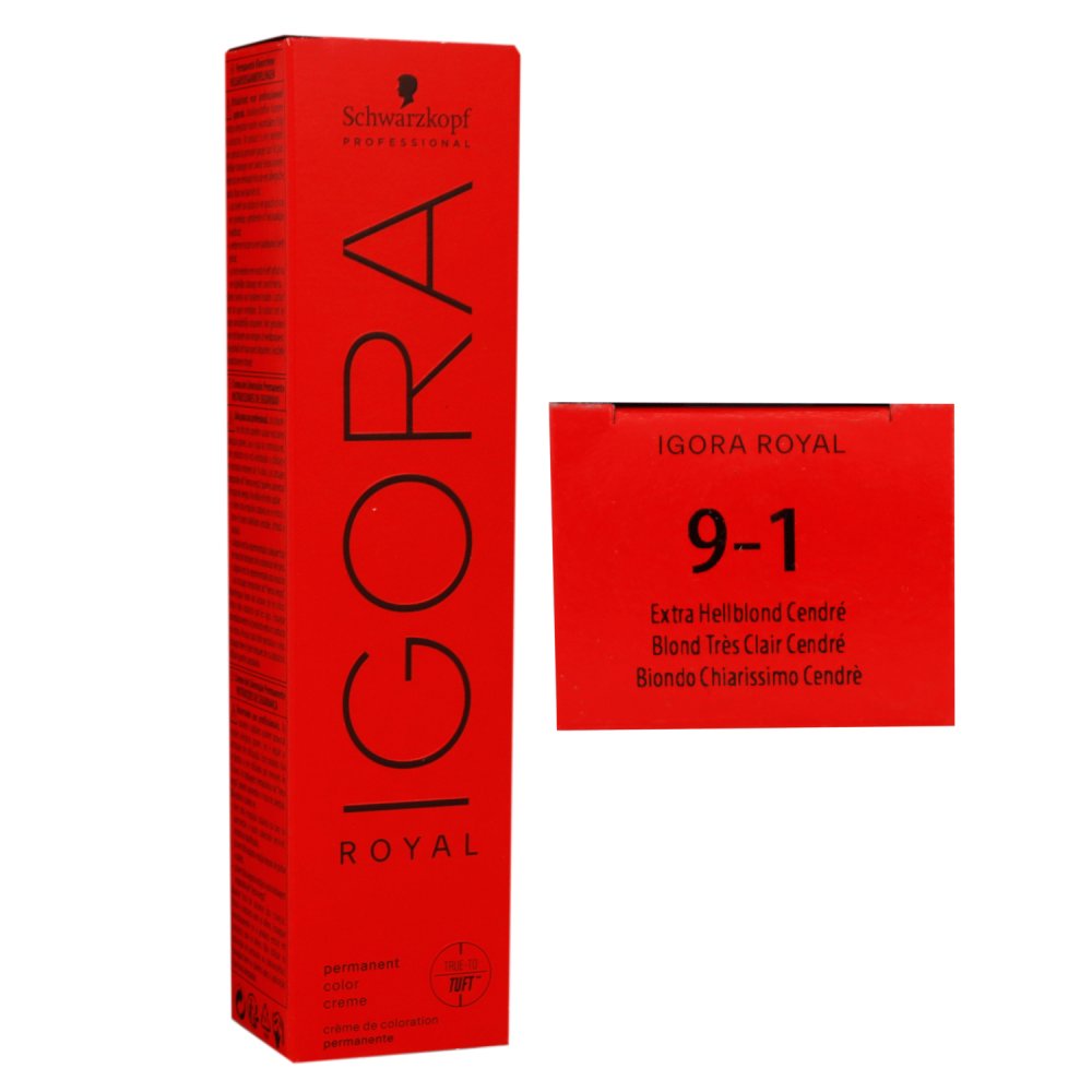 Schwarzkopf Igora Royal 60 ml 9-1 extra hellblond cendre Haarfarbe Cremefarbe