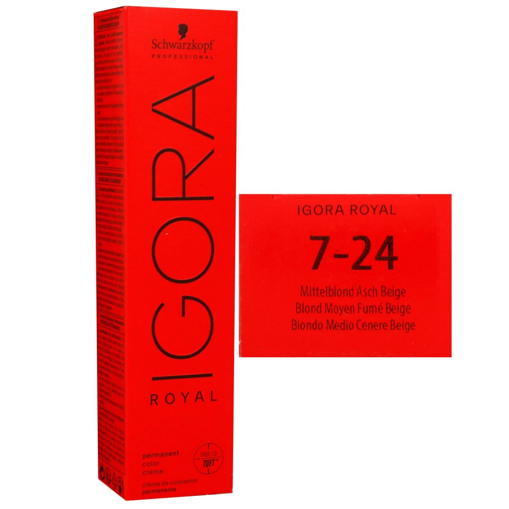 Schwarzkopf Igora Royal 60 ml 7-24 mittelblond asch beige Haarfarbe Cremefarbe
