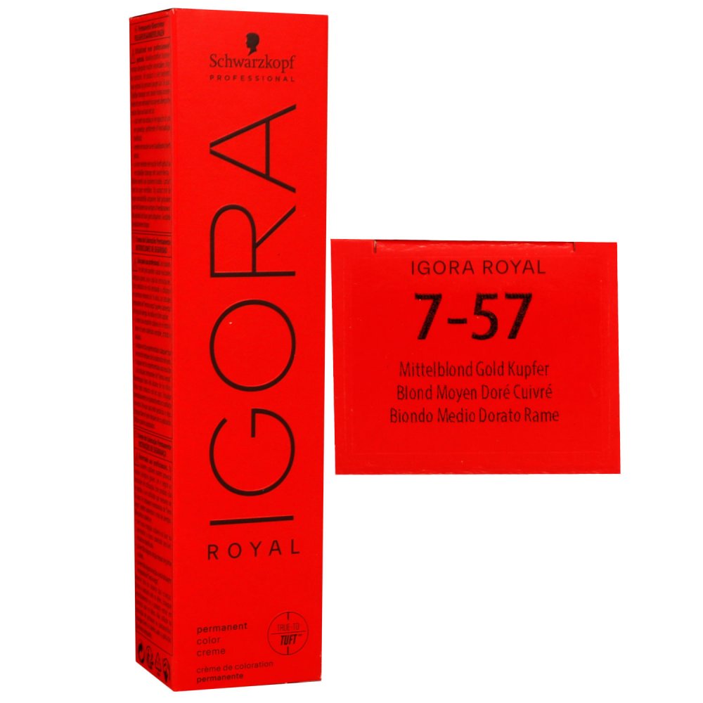 Schwarzkopf Igora Royal 60 ml 7-57 mittelblond gold kupfer Haarfarbe Cremefarbe