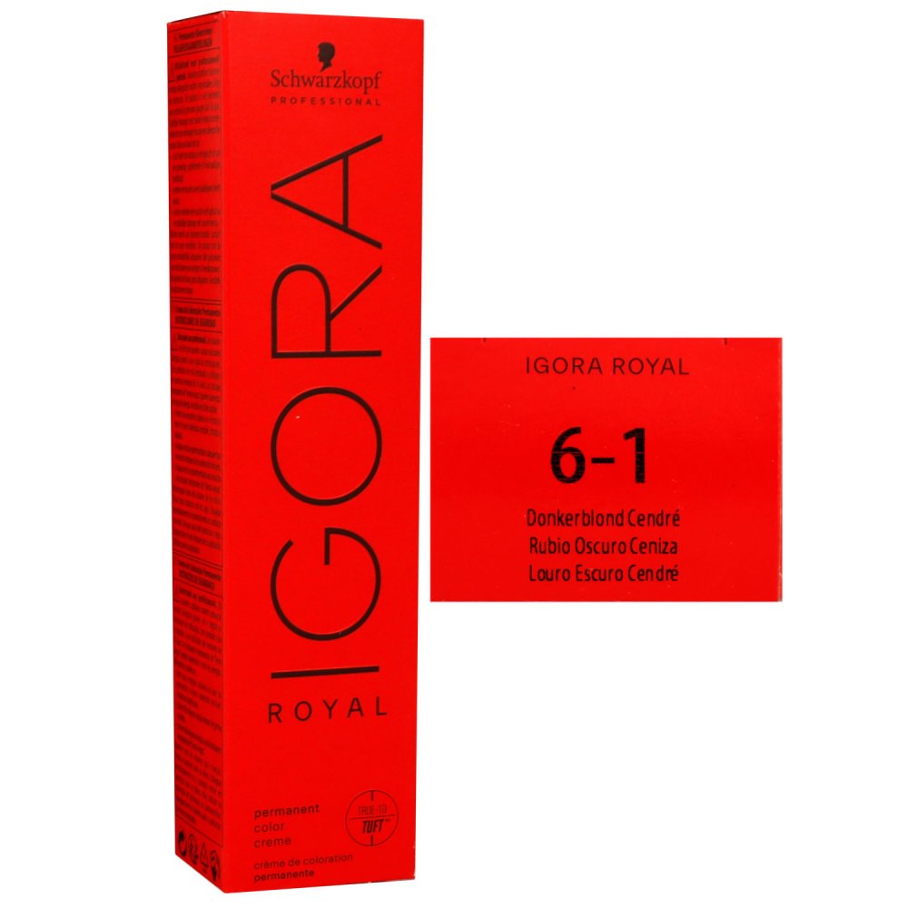 Schwarzkopf Igora Royal 60 ml 6-1 dunkelblond cendre Haarfarbe Cremefarbe