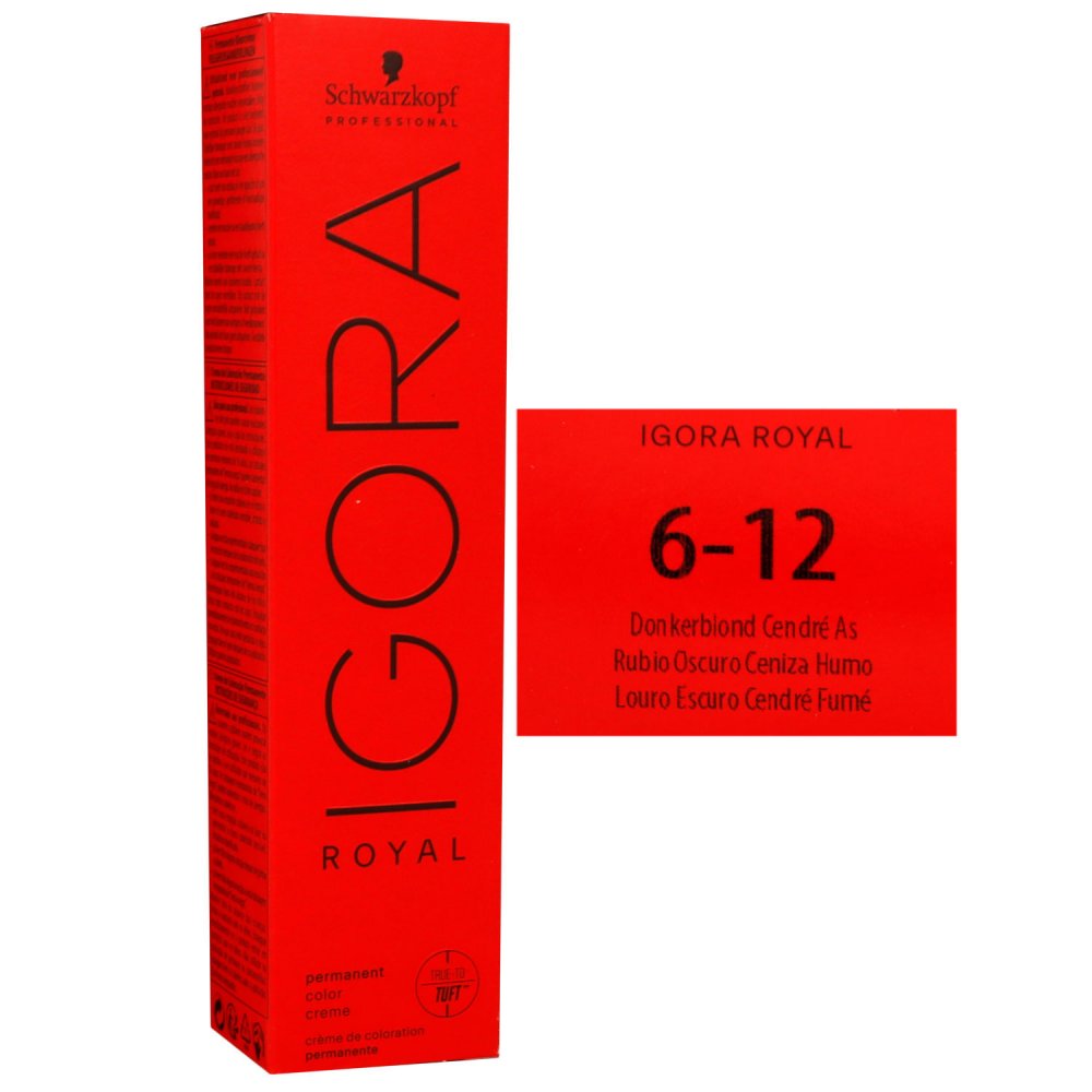 Schwarzkopf Igora Royal 60 ml 6-12 dunkelblond cendre asch Haarfarbe Cremefarbe