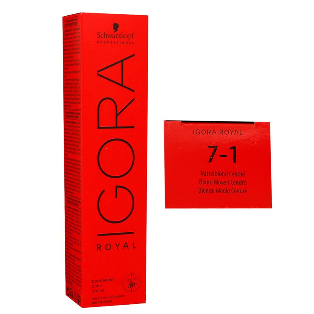 Schwarzkopf Igora Royal 60 ml 7-1 Mittelblond Cendre Haarfarbe Cremefarbe