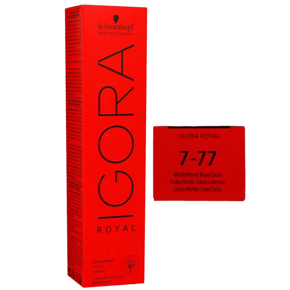 Schwarzkopf Igora Royal 60 ml 7-77 mittelblond kupfer extra Haarfarbe Cremefarbe
