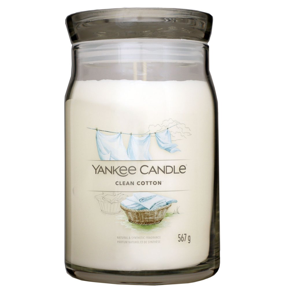 Yankee Candle Signature Clean Cotton 2 Docht Duftkerze im Glas 567 g Housewarmer