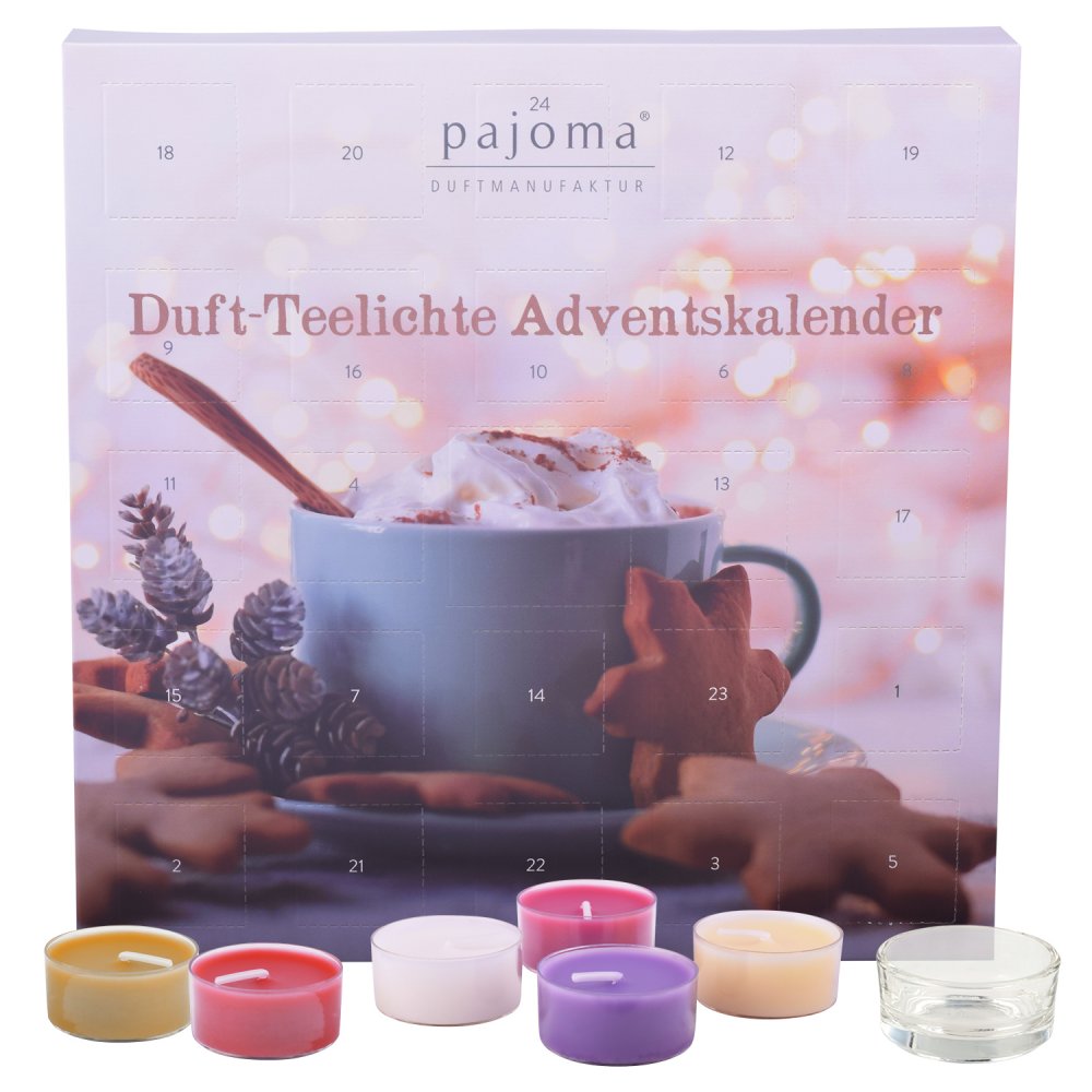 Pajoma Adventskalender Christmas Cup 24 Duft Teelichte & 1 Teelichthalter