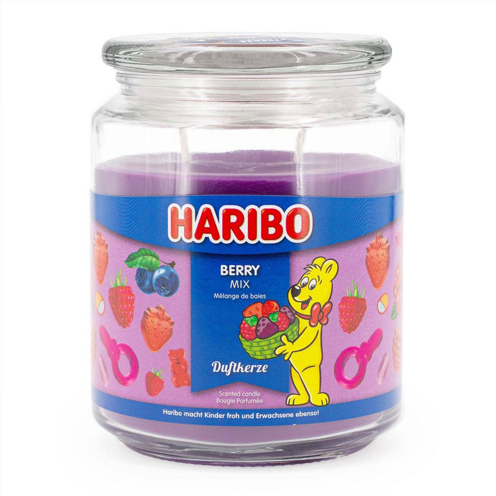 Haribo Berry Mix 510 g Gummibären Duftkerze im Glas
