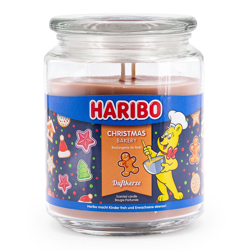 Haribo Christmas Bakery 510 g Gummibären Duftkerze im Glas