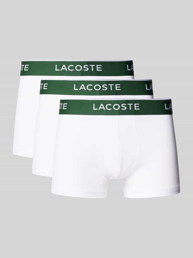 Lacoste Trunks mit elastischem Label-Bund im 3er-Pack in Weiss, Größe L