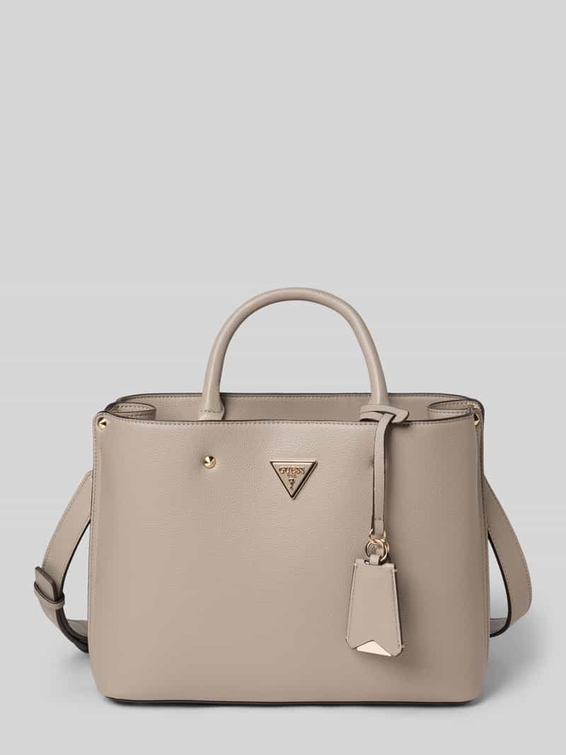 Guess Handtasche mit Label-Applikation Modell 'ECO MERIDIAN II' in Beige, Größe 1
