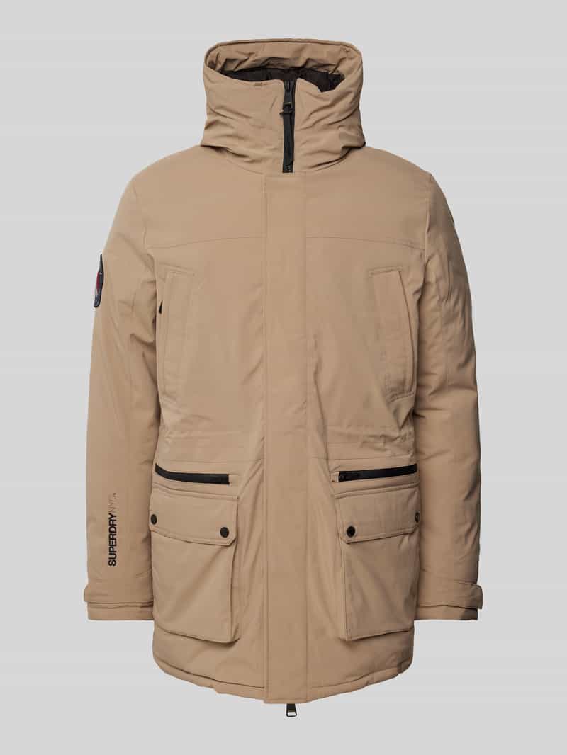 Superdry Parka mit Stehkragen in Sand, Größe XL