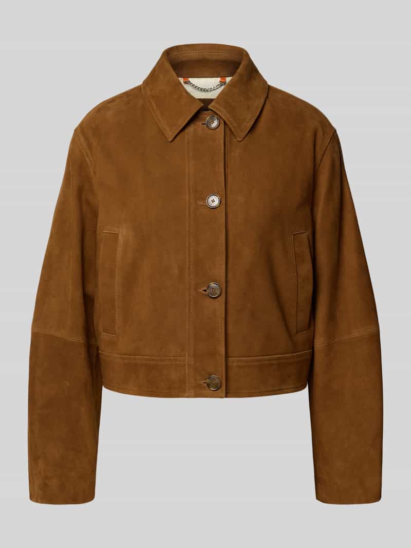 Regular Fit Lederjacke mit Umlegekragen