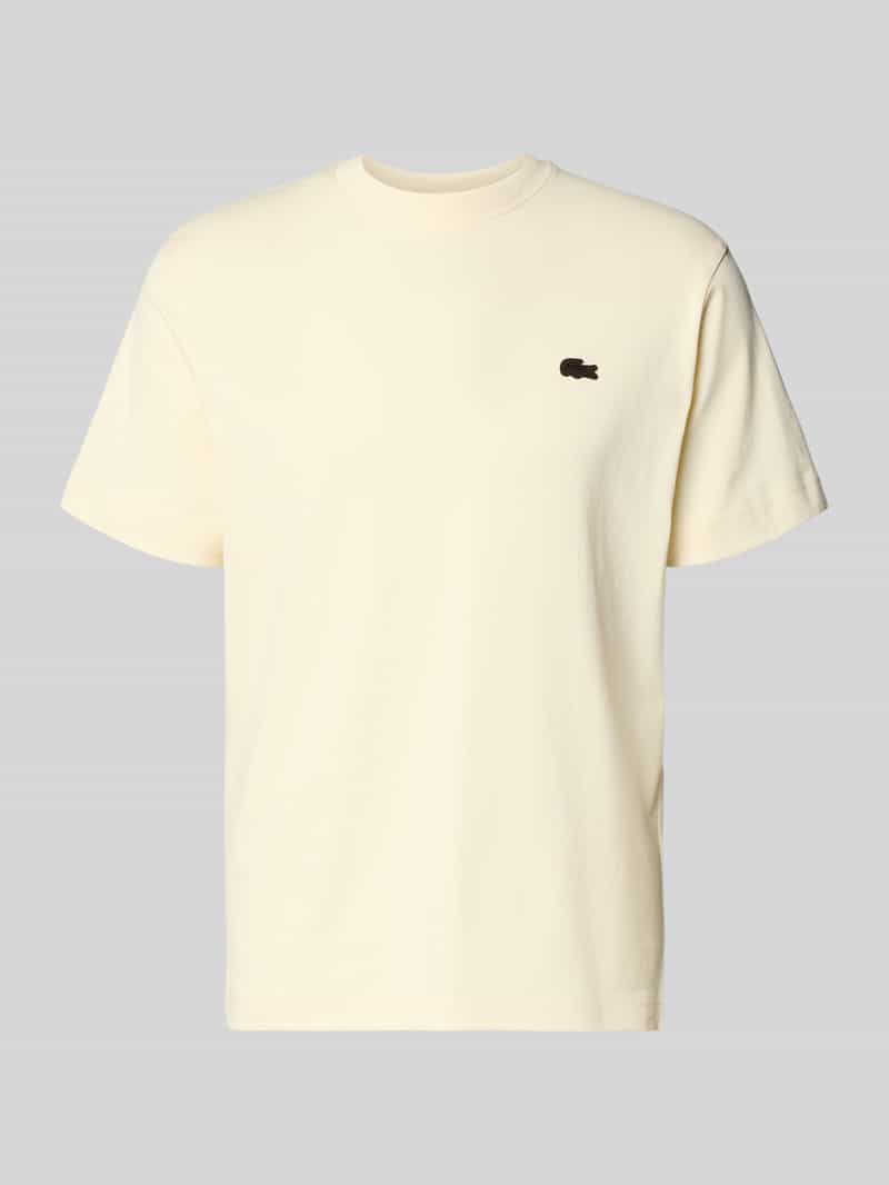 Lacoste Regular Fit T-Shirt aus reiner Baumwolle Modell 'LOURD' in Ecru, Größe L