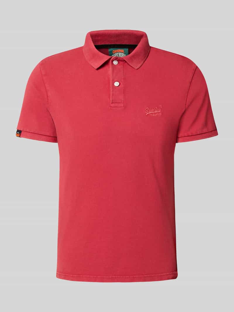 Superdry Regular Fit Poloshirt mit Label-Stitching in Rot, Größe S