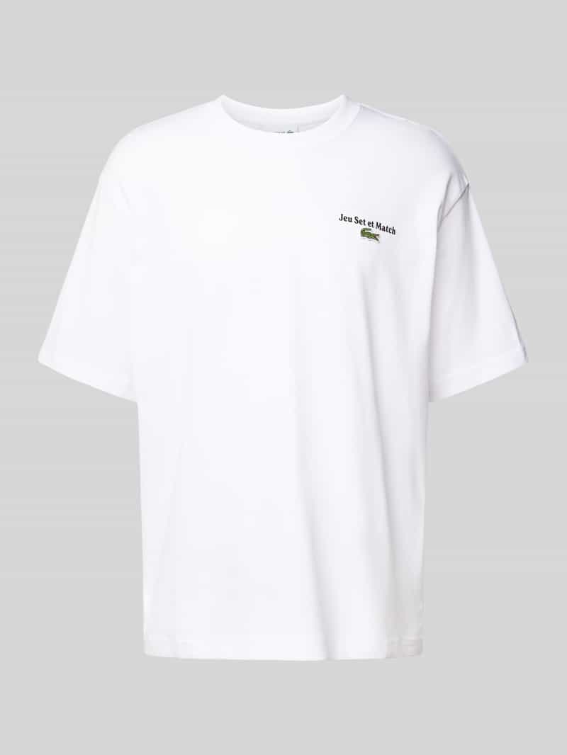 Lacoste Loose Fit T-Shirt aus reiner Baumwolle in Weiss, Größe L