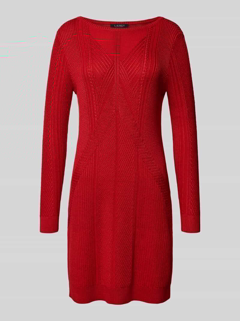 Lauren Ralph Lauren Strickkleid mit Rundhalsausschnitt Modell 'NISHAN' in Rot, Größe M