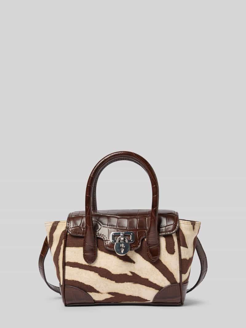 Lauren Ralph Lauren Satchel Bag mit Label-Detail in Dunkelbraun, Größe 1
