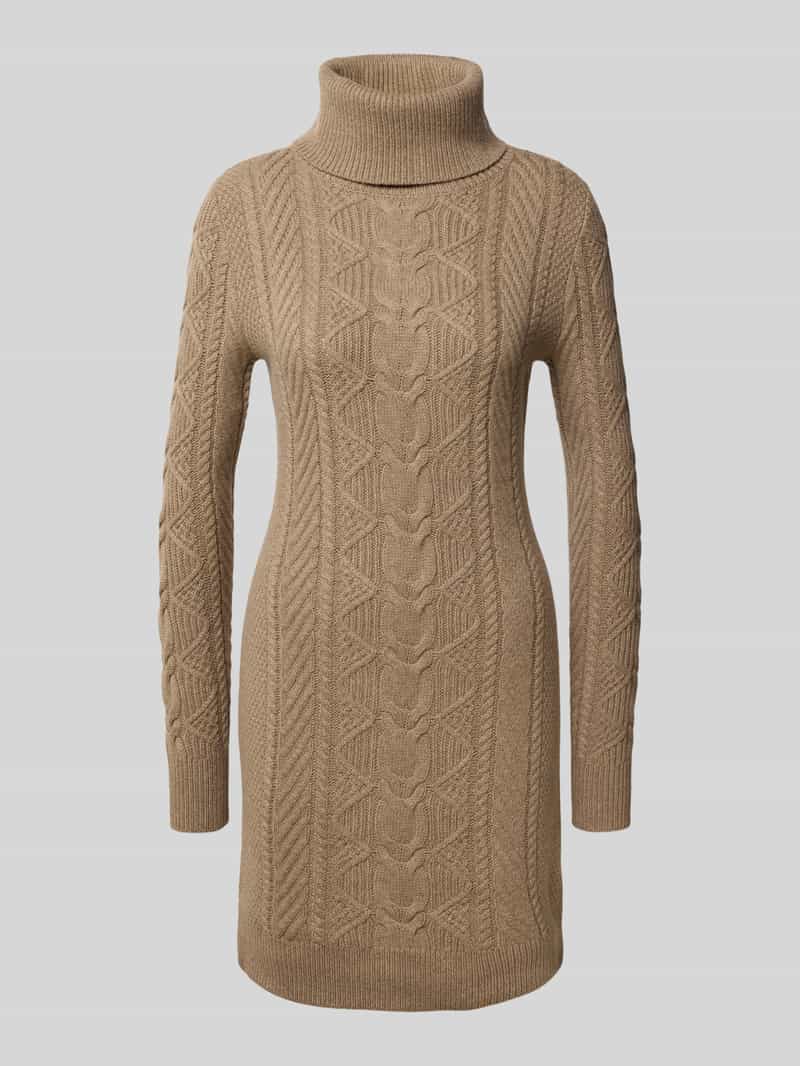 Lauren Ralph Lauren Strickkleid aus Lammwolle-Mix mit Rollkragen in Beige, Größe L