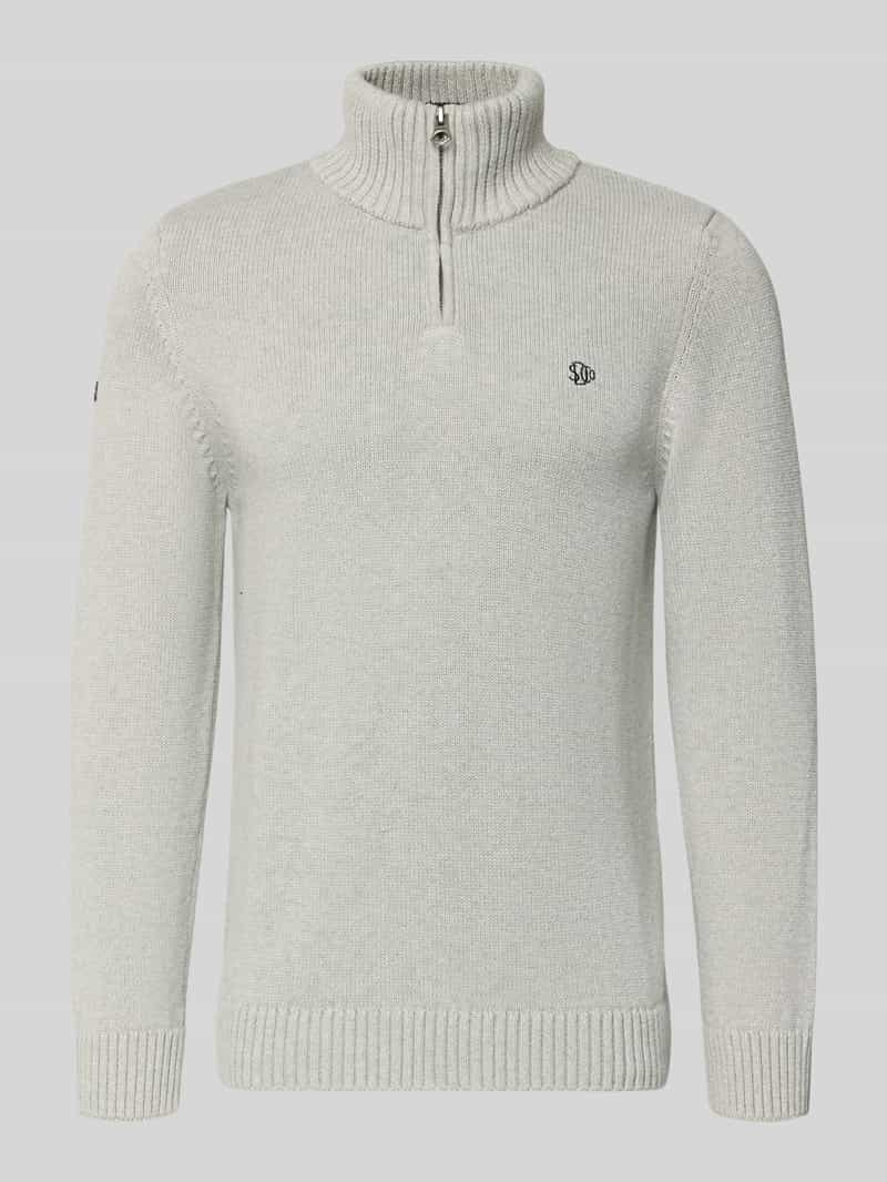 Superdry Slim Fit Pullover in Strick-Optik in Mittelgrau, Größe L