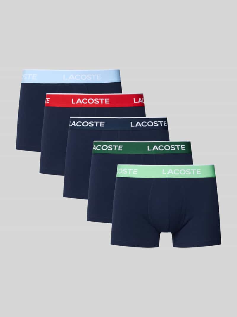 Lacoste Slim Fit Trunks aus Baumwoll-Mix im 5er-Pack in Marine, Größe S