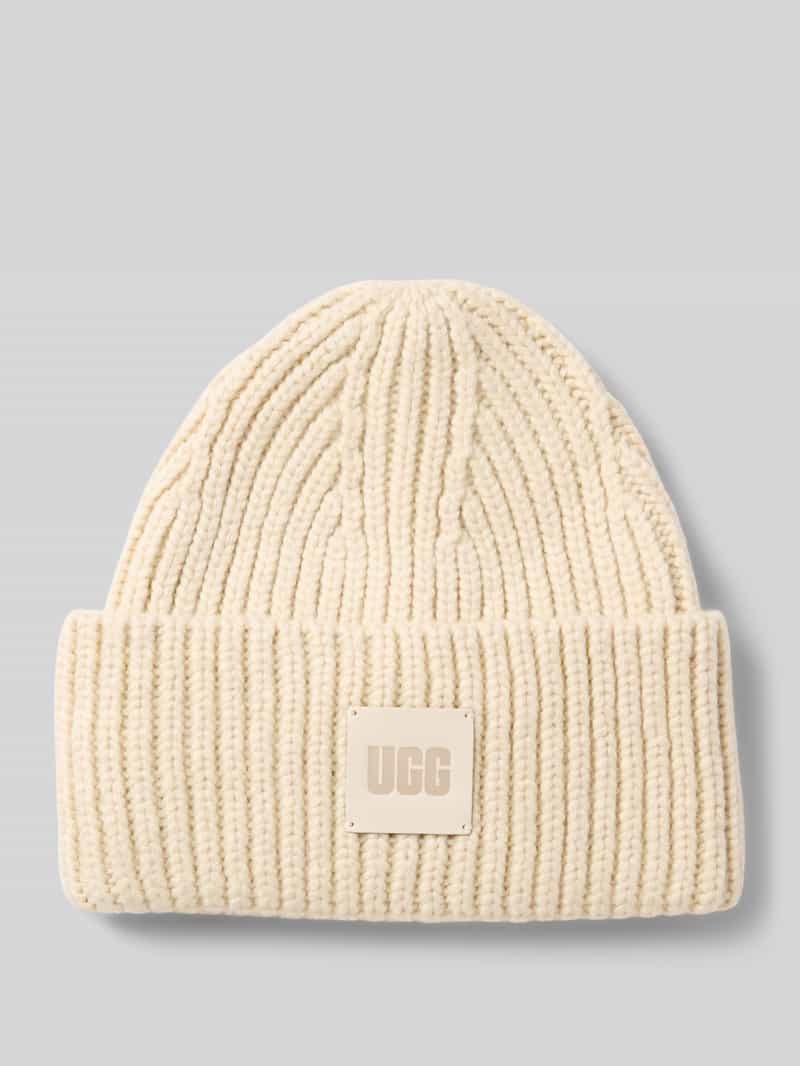 UGG Beanie mit Label-Detail in Offwhite, Größe 1