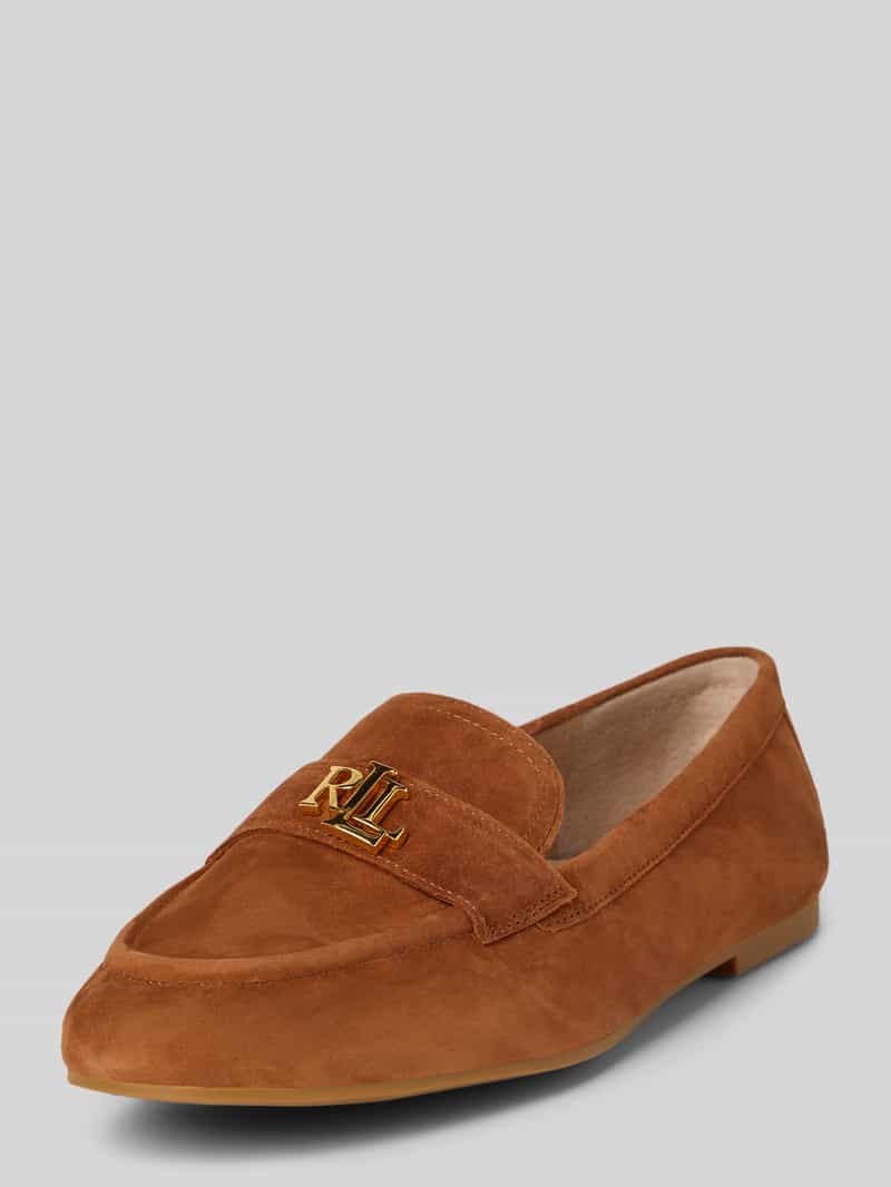 Lauren Ralph Lauren Loafers aus Leder mit Label-Applikation Modell 'AVERI III' in Camel, Größe 36