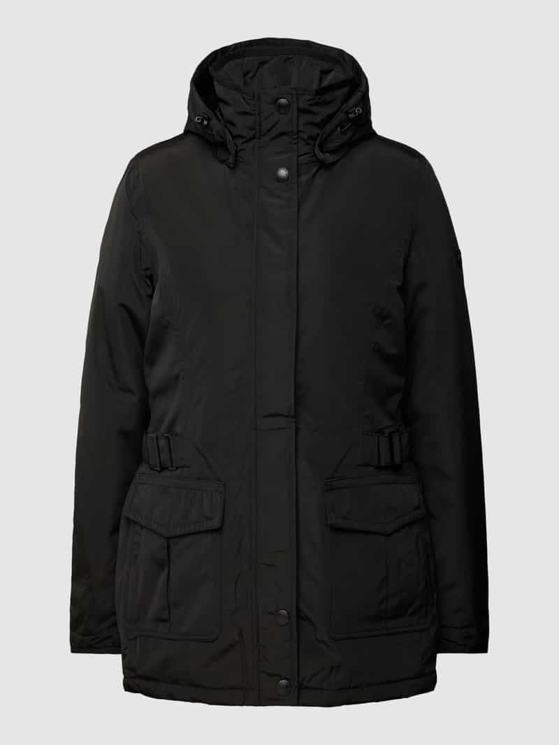 Wellensteyn Shaped Fit Parka mit Label-Applikation Modell 'ARUBA' in Black, Größe S